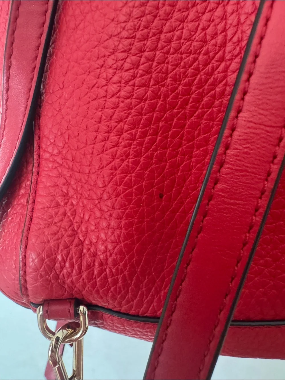 Michael Kors Red Pebbled Leather Mini Backpack with Gold Hardware